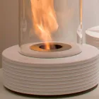 Mbështetje e rrumbullakët biokamino me mermer Gordon, bërë në Itali Viadurini