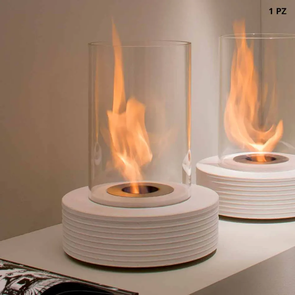 Mbështetje e rrumbullakët biokamino me mermer Gordon, bërë në Itali Viadurini