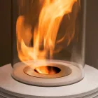 Mbështetje e rrumbullakët biokamino me mermer Gordon, bërë në Itali Viadurini