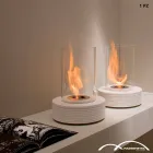 Mbështetje e rrumbullakët biokamino me mermer Gordon, bërë në Itali Viadurini