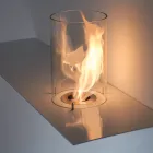 Dizajn Modern Muri Biofireplace në Çelik dhe Qelq të Pikturuar - Malcolm Viadurini