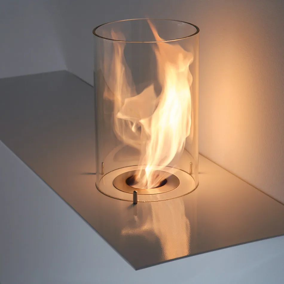 Dizajn Modern Muri Biofireplace në Çelik dhe Qelq të Pikturuar - Malcolm Viadurini