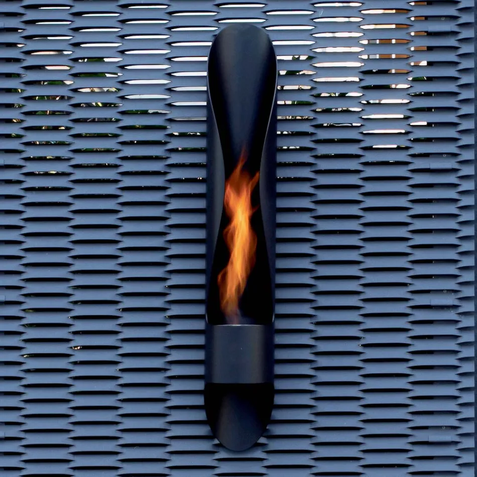 Bio-fireplace me mur me tuba dhe dizajn modern në çelik të zi - Jackson Viadurini