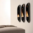 Bio-fireplace me mur me tuba dhe dizajn modern në çelik të zi - Jackson Viadurini
