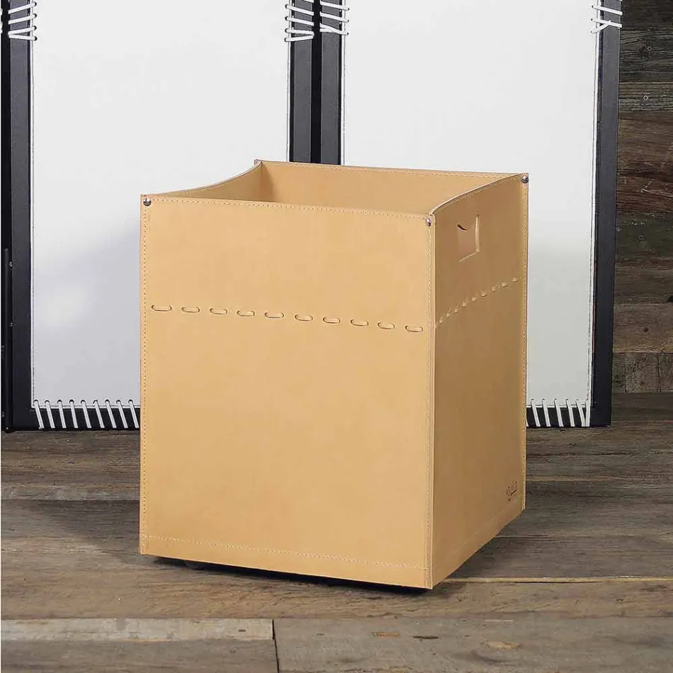 Qese dru zjarri në lëkurë neutrale 100% e prodhuar në Itali Viadurini