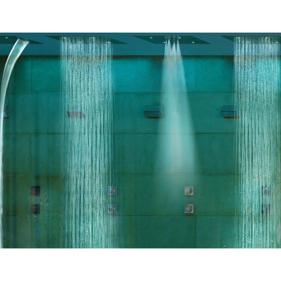 Kokë dushi në tavan Bossini dy-jet kromi me kromoterapi Dream Viadurini