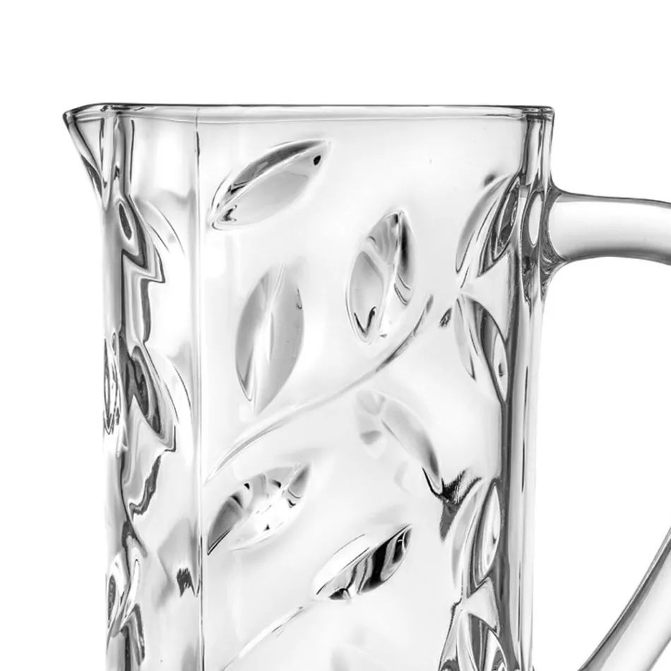 Kavanoz Kristal Ekologjik me Dekorim të Gjetheve në 2 Copë - Magnolio Viadurini