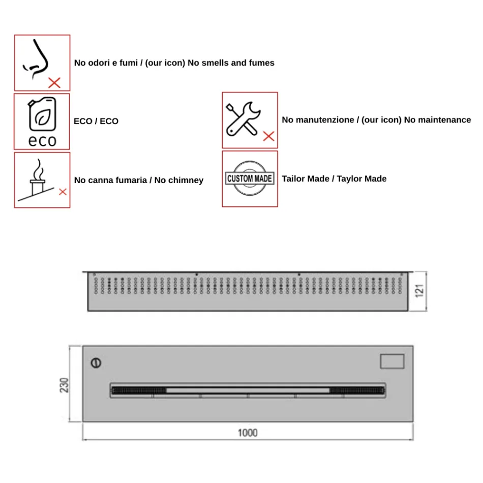 Djegësi bioethanol elektronik 3,6 Kw Aron 100 Viadurini