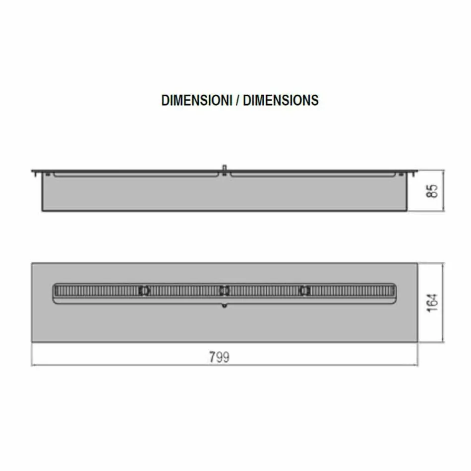 Djegës manual linear në çelik të pandryshkshëm për fireplace me bioetanol - Brandon Viadurini