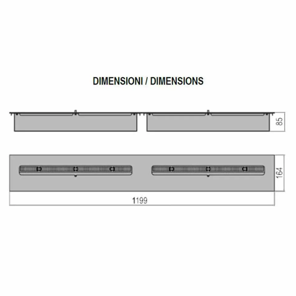 Djegës manual linear në çelik të pandryshkshëm për fireplace me bioetanol - Brandon Viadurini