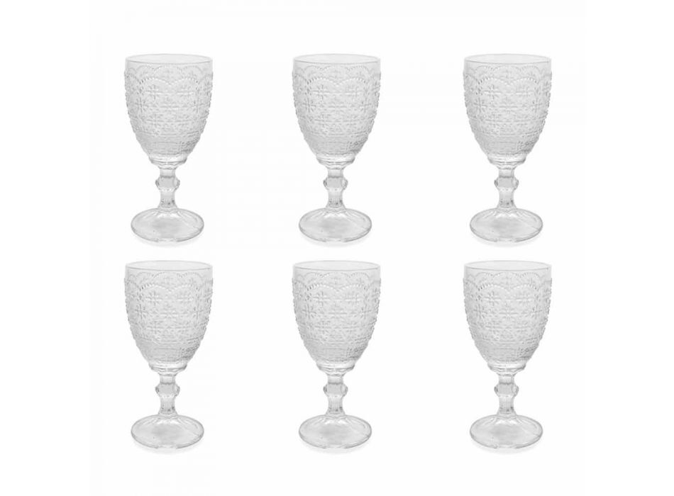 Gotë me gota në xham transparente me zbukurime të ndihmës, 12 copë - Trapani Viadurini