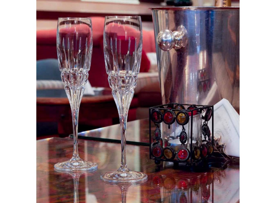 Crystal Flaute Glass për shampanjë në Ekologjik Crystal 12 Copë - Fiucco Viadurini