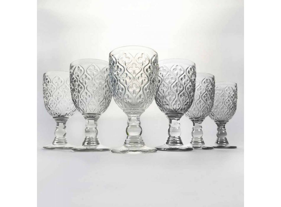 Gota vere qelqi transparente me dekor Arabesque 12 copë - Marok Viadurini
