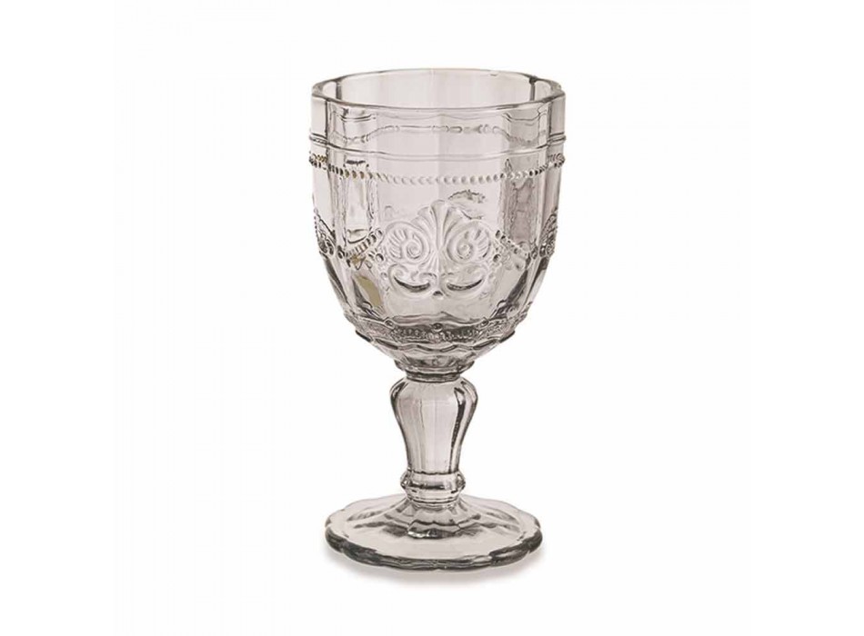 Gota me verë me ngjyrë në gotë me dekor Arabescato, Shërbimi 12 copë - vidë Viadurini