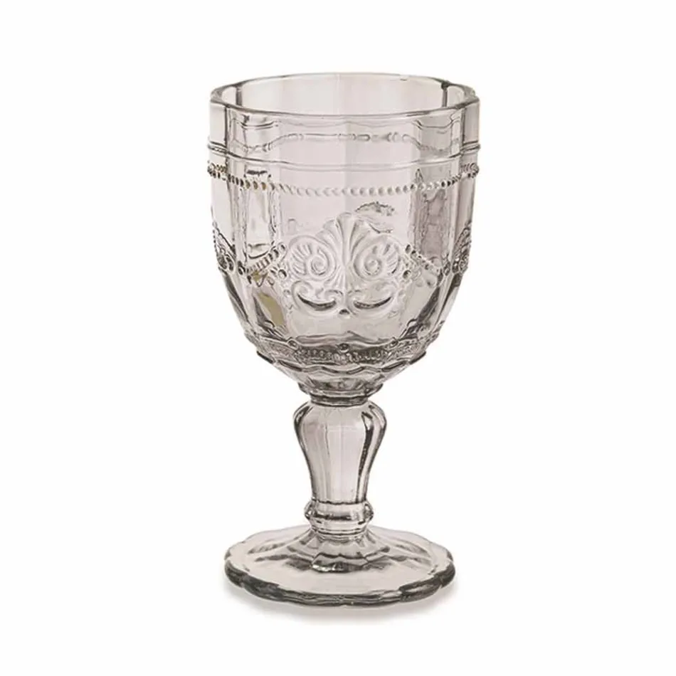 Gota me verë me ngjyrë në gotë me dekor Arabescato, Shërbimi 12 copë - vidë Viadurini