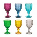 Gota me verë me ngjyrë në gotë me dekor Arabescato, Shërbimi 12 copë - vidë