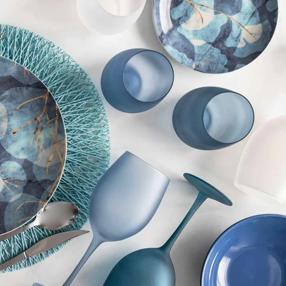 Gota me verë me ngjyra në gotë të acar, me efekt akulli, 12 copë - Vjeshtë Viadurini