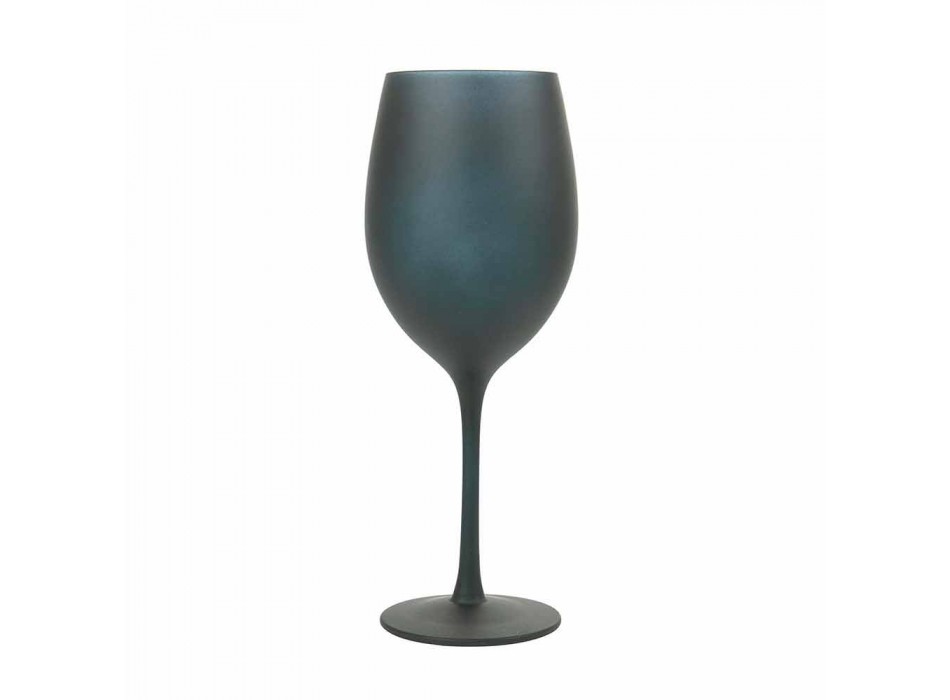 Gota të Verërave të Kuqe ose të Bardhë në Shërbim të Plotë të Qelqit të Zi 12 Copë - Oronero Viadurini