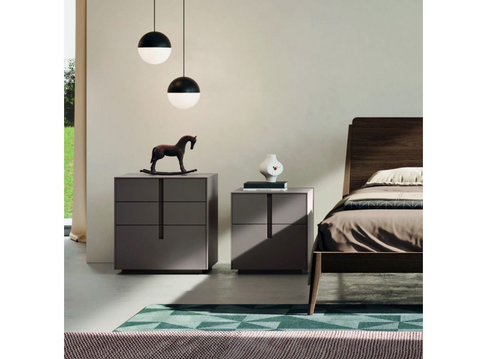 Dhoma gjumi e kompletuar me 5 elemente në stilin modern të prodhuar në Itali - Savanna Viadurini