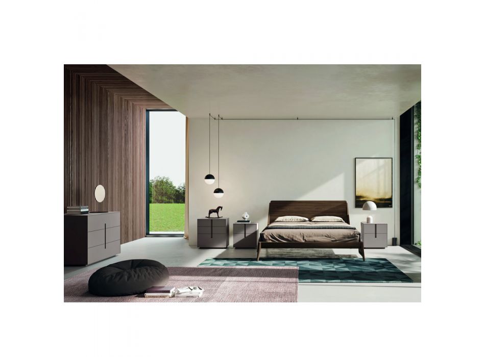 Dhoma gjumi e kompletuar me 5 elemente në stilin modern të prodhuar në Itali - Savanna Viadurini