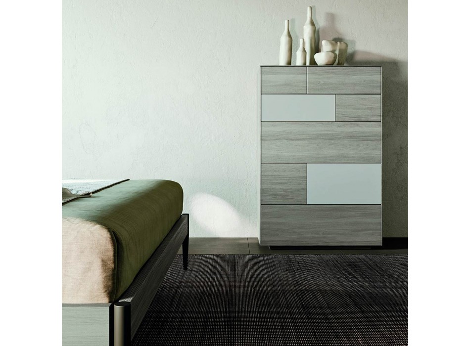 Dhoma Gjumi Moderne me 4 Elemente në Stil Modern Prodhuar në Itali - Lusinda Viadurini