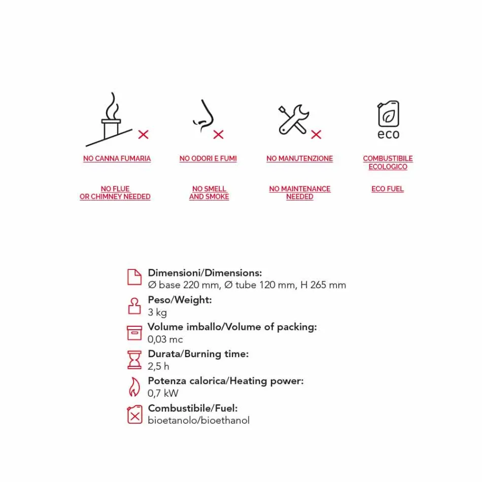 Fireplace me tavolinë qeramike dhe qelqi bioethanol Jim, bërë në Itali Viadurini