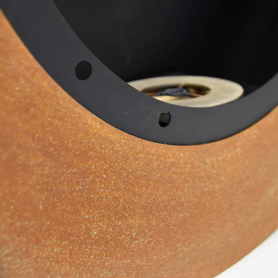 Kamina Bioetanol me mur në çelik të pikturuar me dizajn oval - Guiscard Viadurini