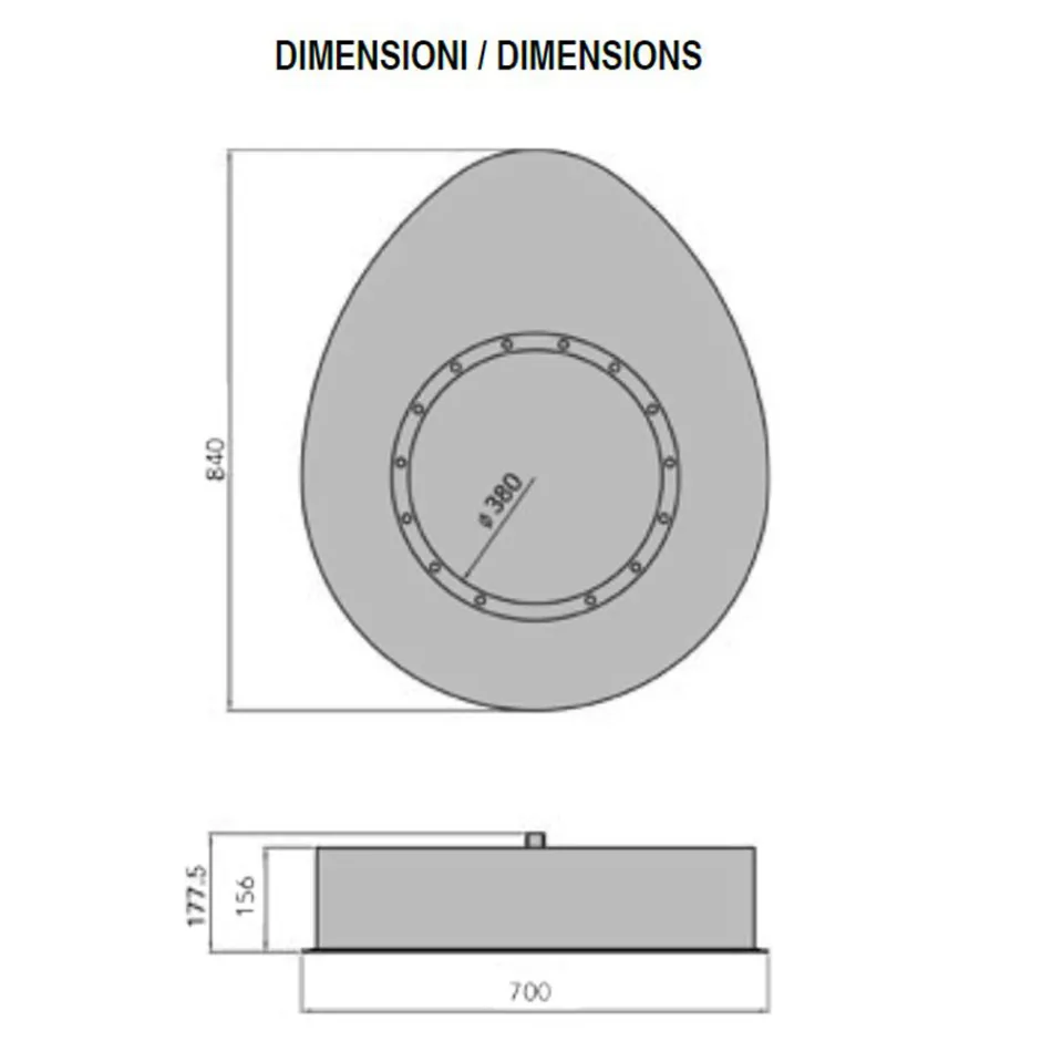 Kamina Bioetanol me mur në çelik të pikturuar me dizajn oval - Guiscard Viadurini