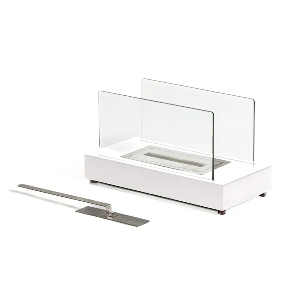 Oxhak tavoline Bioetanol nga Xhami i Kaltuar dhe Metal - Argjend Viadurini