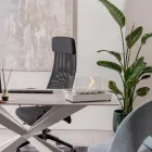 Oxhak tavoline Bioetanol nga Xhami i Kaltuar dhe Metal - Argjend Viadurini