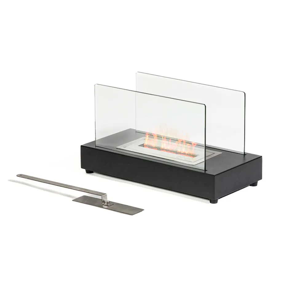 Oxhak tavoline Bioetanol nga Xhami i Kaltuar dhe Metal - Argjend Viadurini