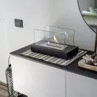 Oxhak tavoline Bioetanol nga Xhami i Kaltuar dhe Metal - Argjend Viadurini