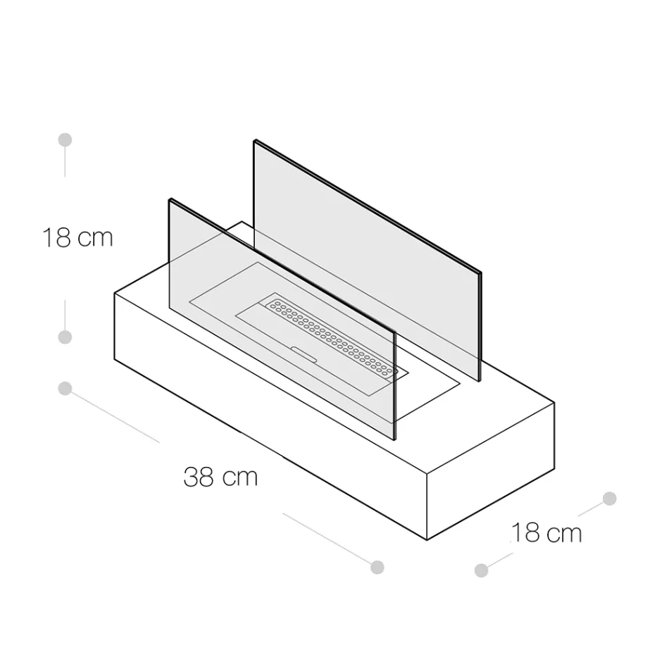 Oxhak tavoline Bioetanol nga Xhami i Kaltuar dhe Metal - Argjend Viadurini