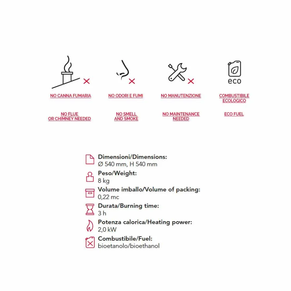 Tabela Bioethanol fireplace / çeliku tokësor në formë si një sferë Henry Viadurini