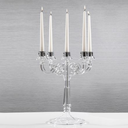 Tavolinë Candelabra 5 Flames në Kristal Akrilik Transparent - Gloriano Viadurini