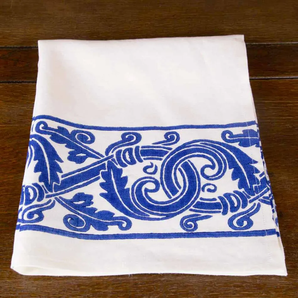 Kanavacë prej liri të artizanatit italian me model të shtypur me dorë - marka tregtare Viadurini