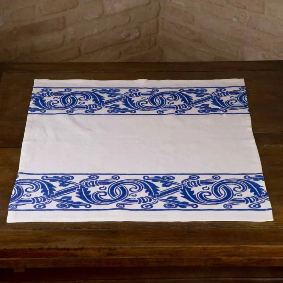 Kanavacë prej liri të artizanatit italian me model të shtypur me dorë - marka tregtare Viadurini