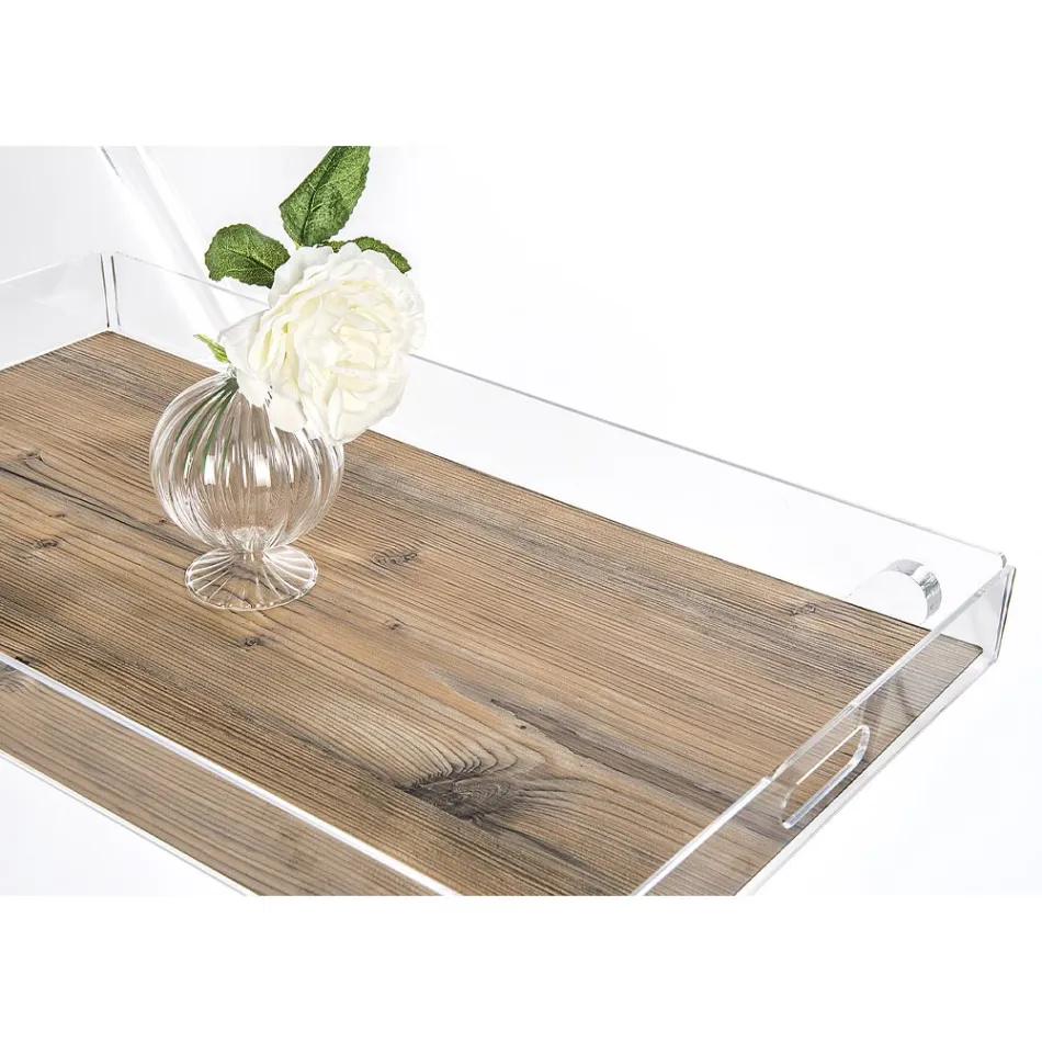 Karrocë Kuzhine 4 Rrota në Plexiglass Transparente ose me Dru - Magimbo Viadurini