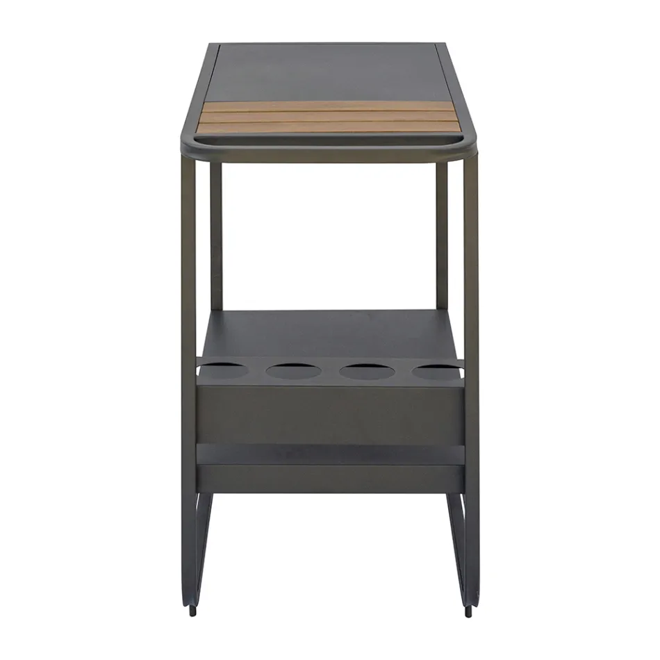 Karrocë për jashtë prej alumini dhe druri rrëshire me rrota - Virel Viadurini