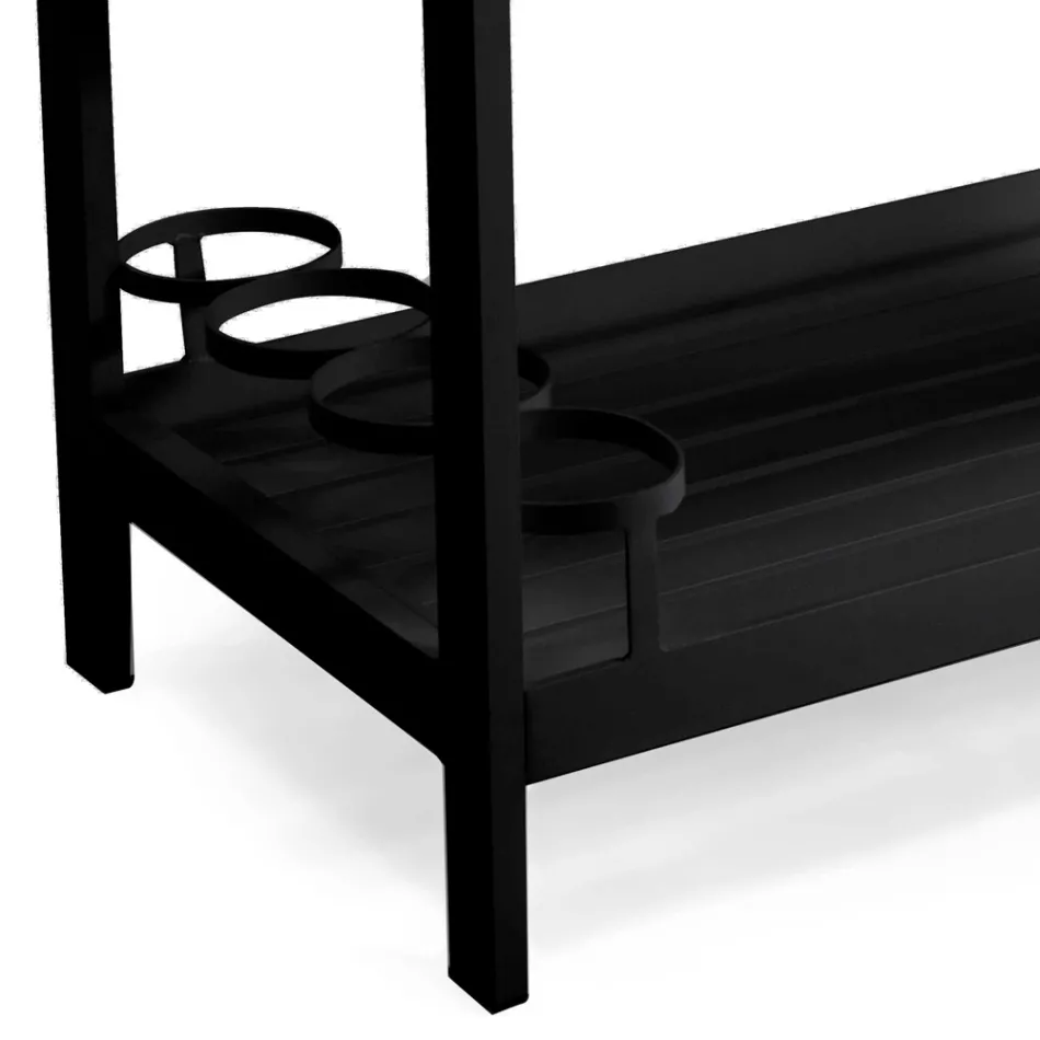 Karrocë Alumini me Finitura të Ndryshme me Rrota dhe 3 Rafte - Tenda Viadurini