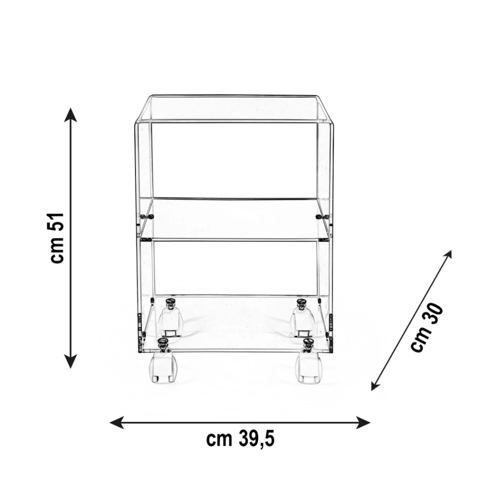Karrocë objektesh me rrota pleksiglas Prodhim në Itali - Rudolf Viadurini