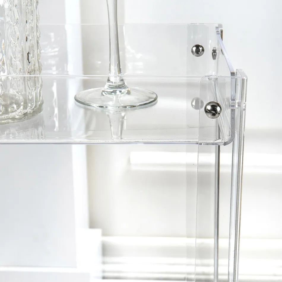 Karrocë ushqimore pleksiglas transparente e prodhuar në Itali - Galatius Viadurini