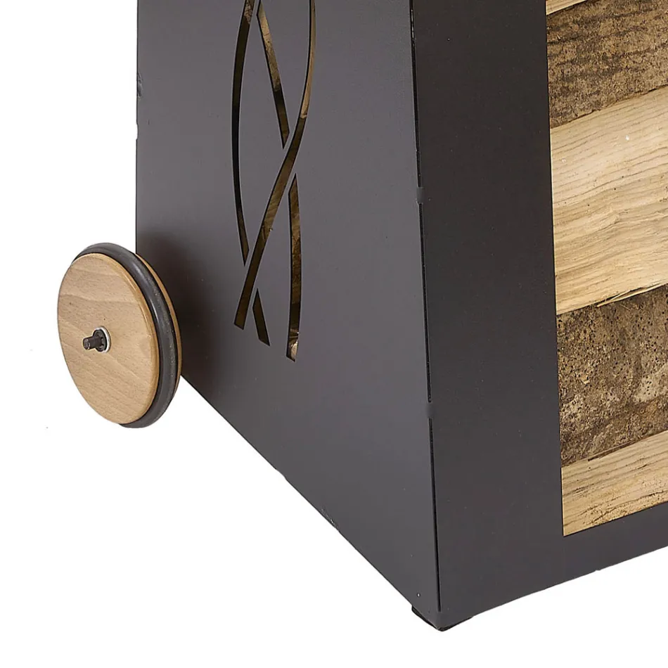 Karrocë shtëpie me dru zjarri Hekur i lyer me ngjyrë të zezë Prodhuar në Itali - Chloe Viadurini