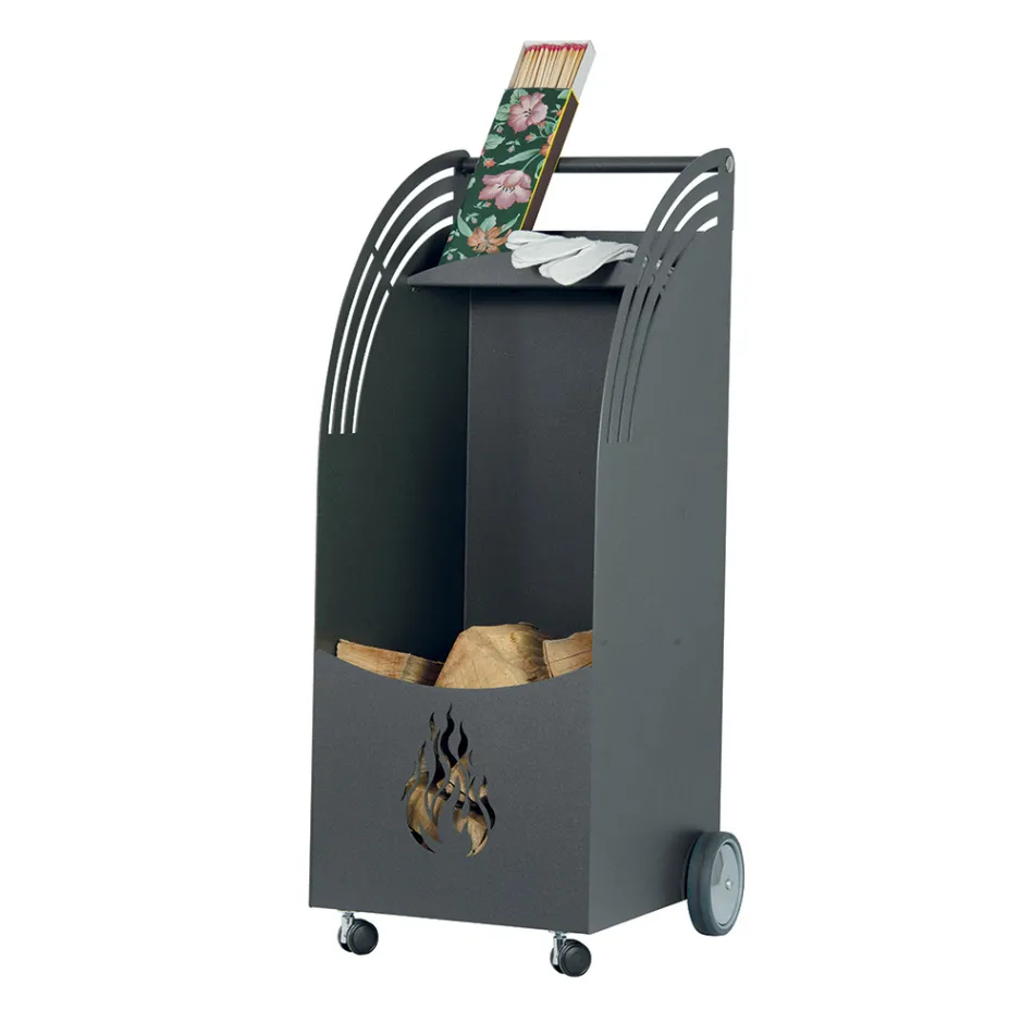 Karrocë metalike prej druri me raft dhe 4 rrota Prodhuar në Itali - Geco Viadurini