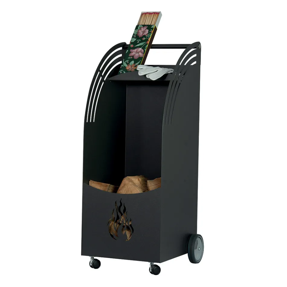 Karrocë metalike prej druri me raft dhe 4 rrota Prodhuar në Itali - Geco Viadurini