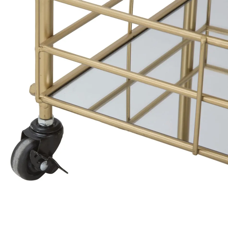 Karrocë Ushqimi me Strukturë Hekuri Gold Finish - Viviana Viadurini