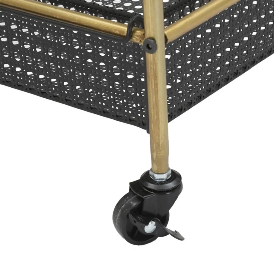 Karrocë ushqimi Iron me Strukturë në Finish të Artë - Elegante Viadurini