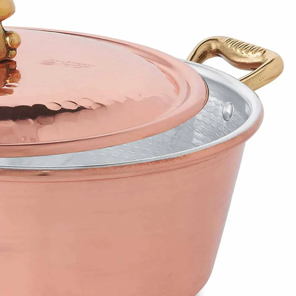 Tavë bakri me furrë konike dhe kapak 28 cm - Marialuna Viadurini