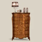 Komodë me 7 sirtarë në dru arre të zbukuruar Prodhuar në Itali - Commodus Viadurini