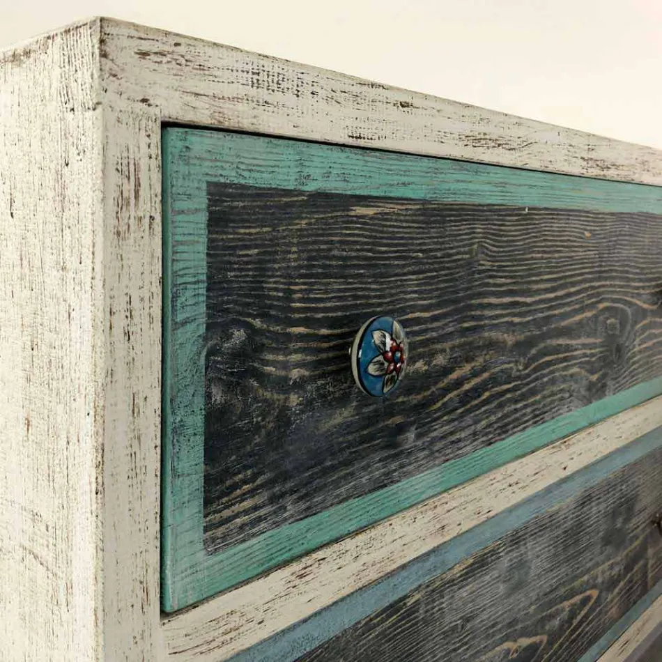 Zemra e sirtarëve artizanal në dru bredhi me 3 sirtarë prodhuar në Itali - majmun Viadurini